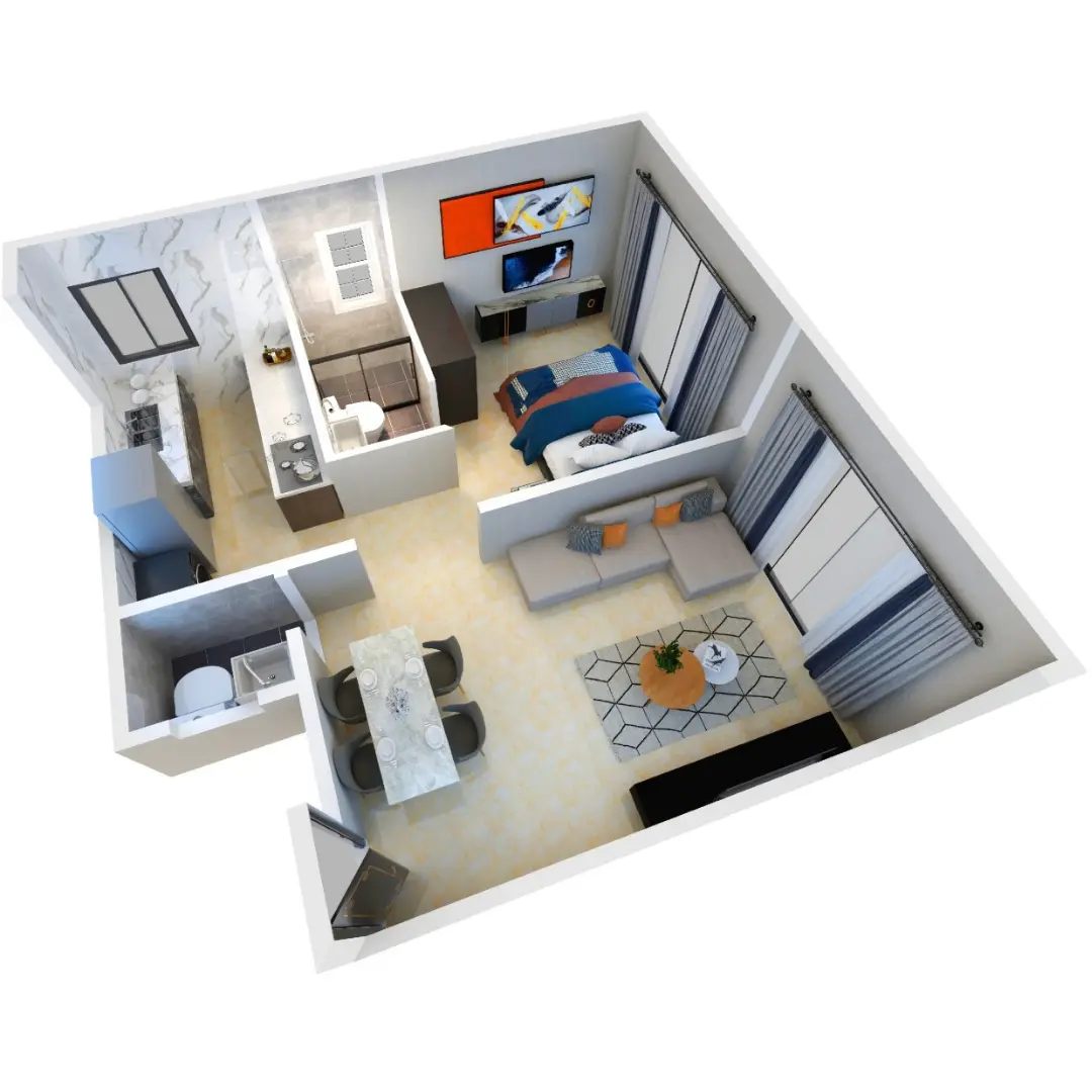 2 BHK 567 Sq.ft floor plan